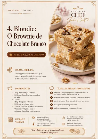 Receita Blondie de chocolate branco