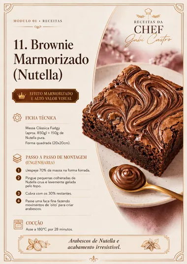 Receita Brownie Marmorizado com Nutella